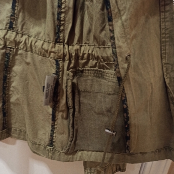 Levi's Womens Military Jacket small Olive Green Zip/Snap Closure Hideaway Hood - Picture 8 of 16